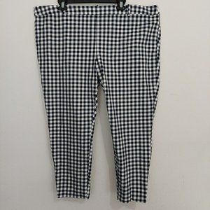 J. Crew Gingham Winnie Pant Stretch Cotton Navy Blue / White Plus Size 22
